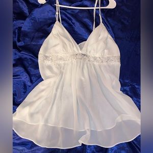 Dentelle Babydoll White pearl lace Night gown